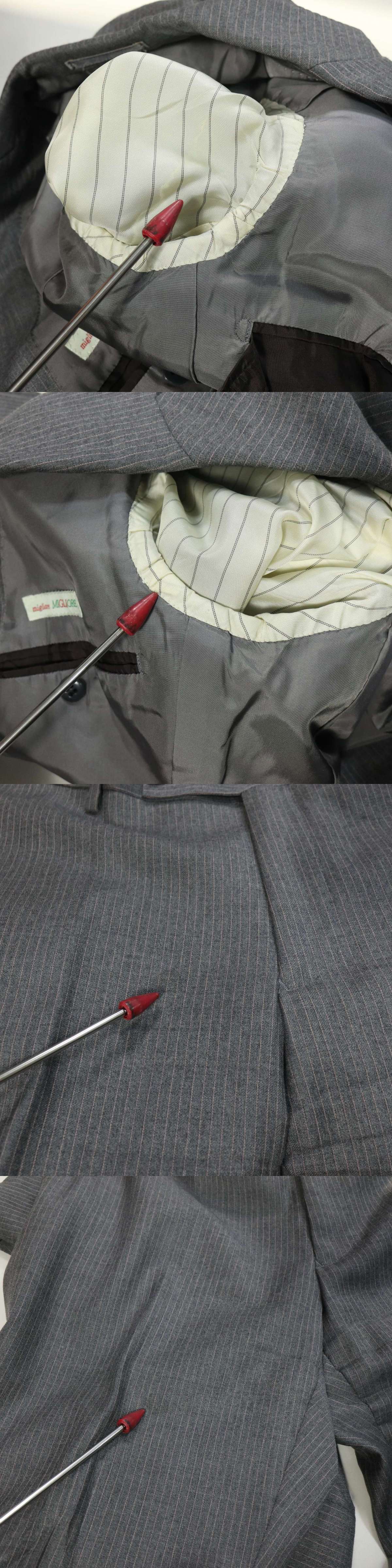 Brilla per il gusto ブリッラ ペル イル グスト 秋冬 MIGLIORE生地★ストライプ セットアップ スーツ Sz.46　メンズ グレー　I3T01901_B#N