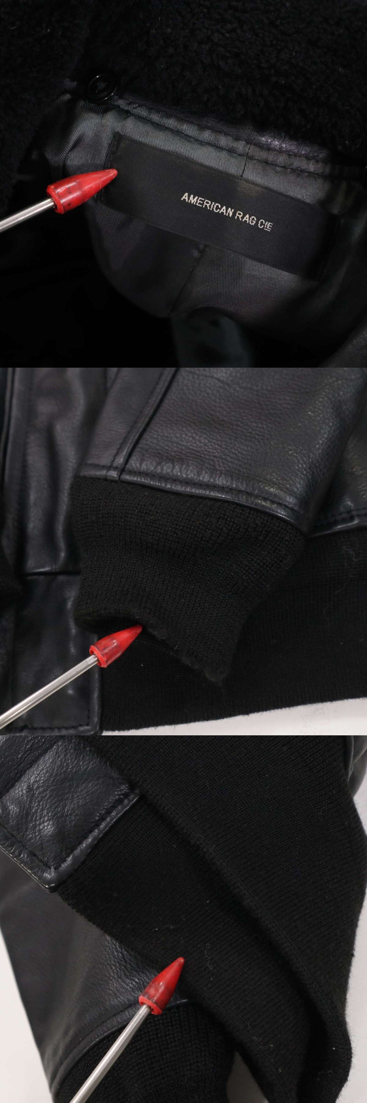 AMERICAN RAG CIE アメリカンラグ シー 秋冬 衿ボア★ 牛革 G-1 カウ レザー ジャケット Sz.1　メンズ 黒 G1　I3T02616_C#N