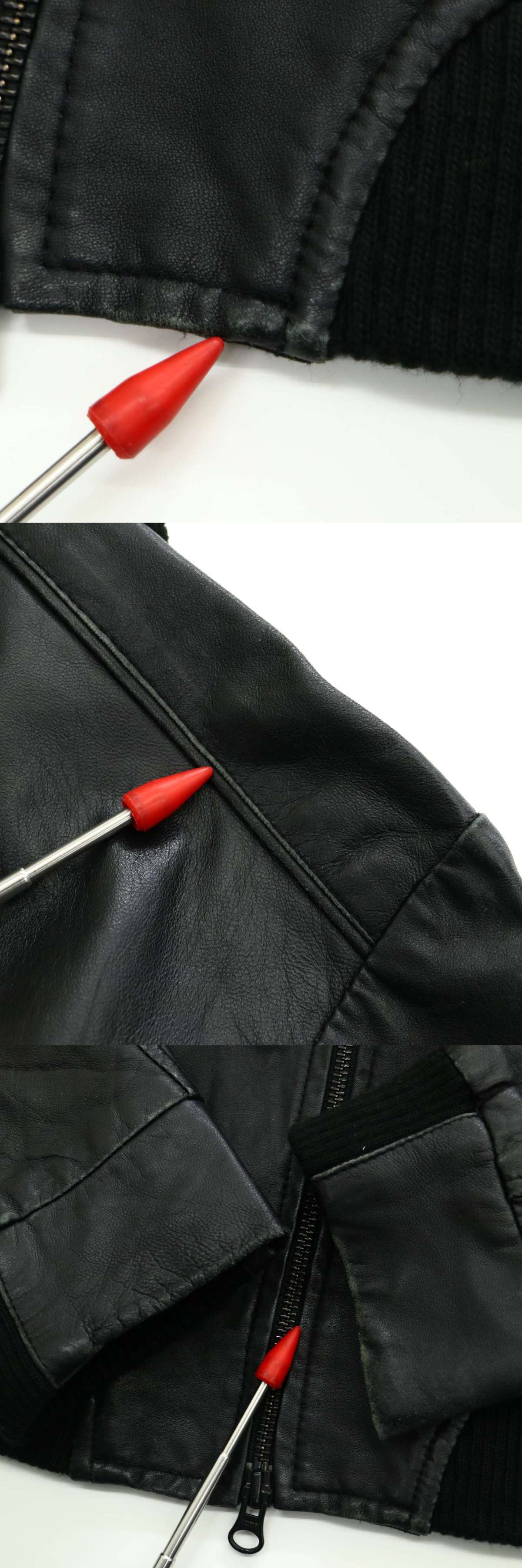 And A アンドエー 本革 リアル ラム レザー リブ ジップアップ ジャケット Sz 42 メンズ 黒 C2t 1 O ファッション