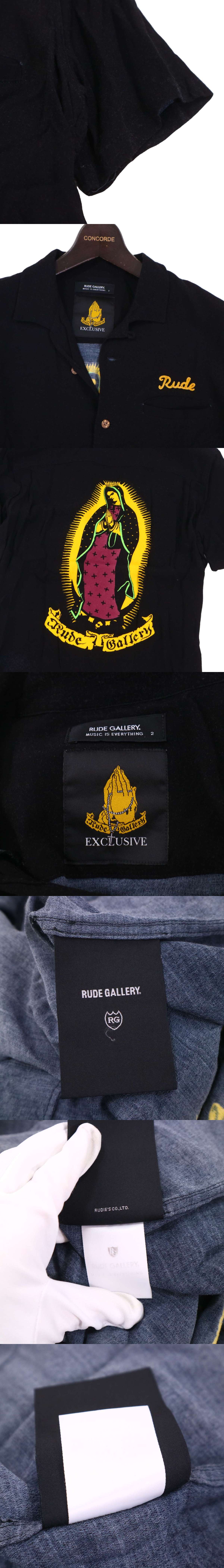RUDE GALLERY ルードギャラリー 春夏 マリア 祈り手★ 半袖 オープンカラー シャツ Sz.2　メンズ 黒　I4T01733_5#A