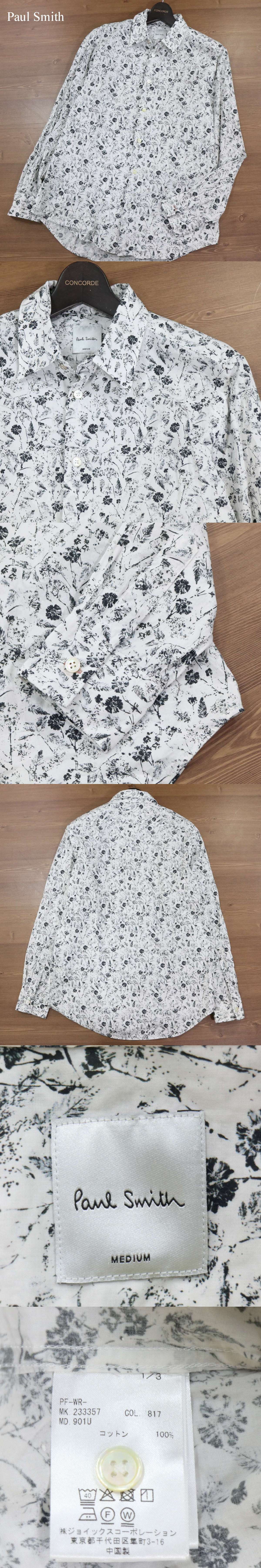 23AW★ Paul Smith ポールスミス メインライン★ 【Flower Stamp】 長袖 花柄 フラワー スタンプ シャツ Sz.M　メンズ　I4T00140_1#C