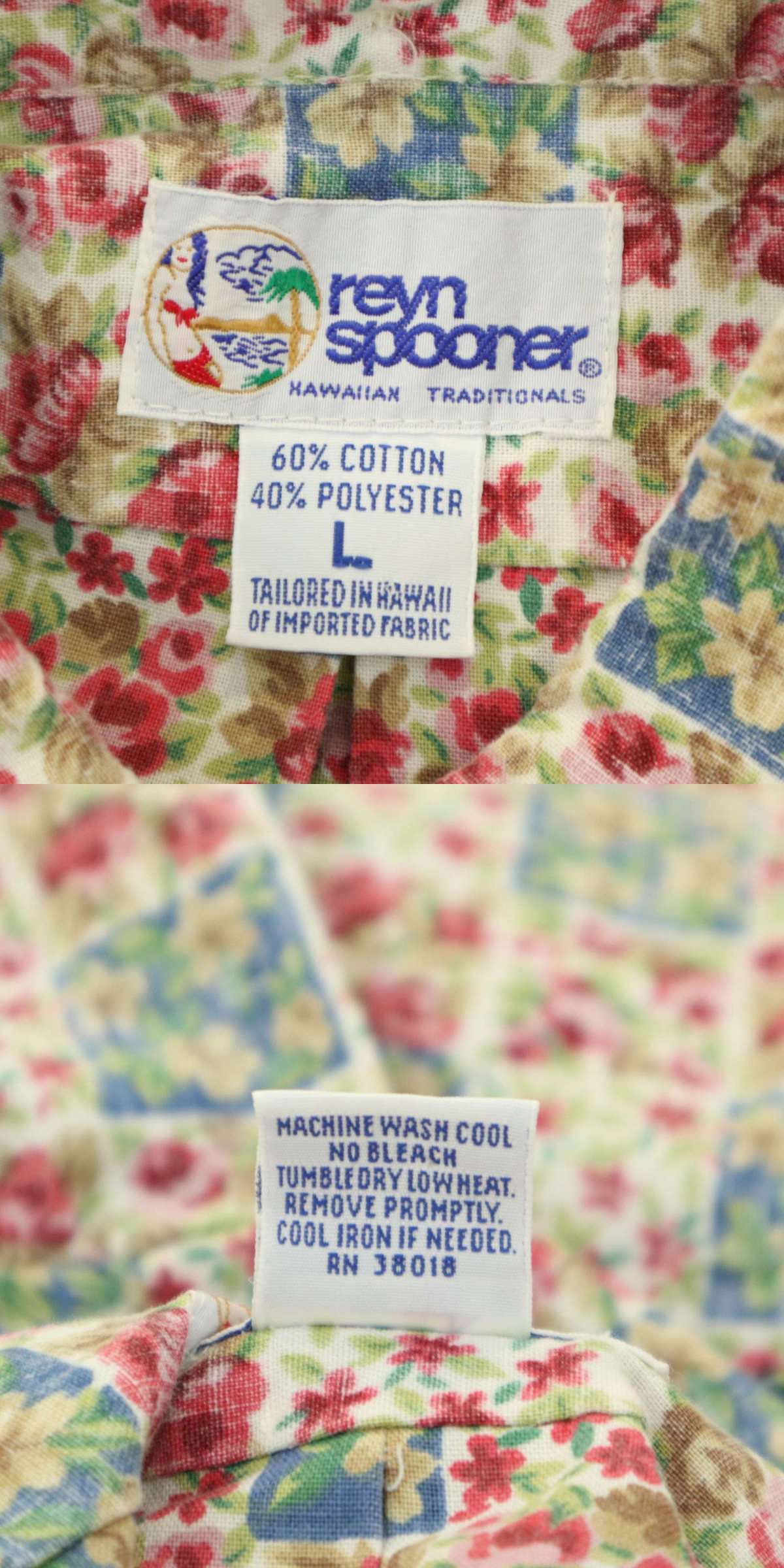 90s USA製 reyn spooner ハーフボタン シャツ 花柄 リーフ柄 90s USA製 reyn spooner ハーフボタン シャツ 花柄 リーフ柄 90s