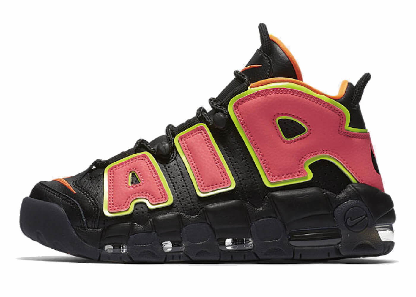 WMNS AIR MORE UPTEMPO BLACK/HOT PUNCH-VOLTの写真
