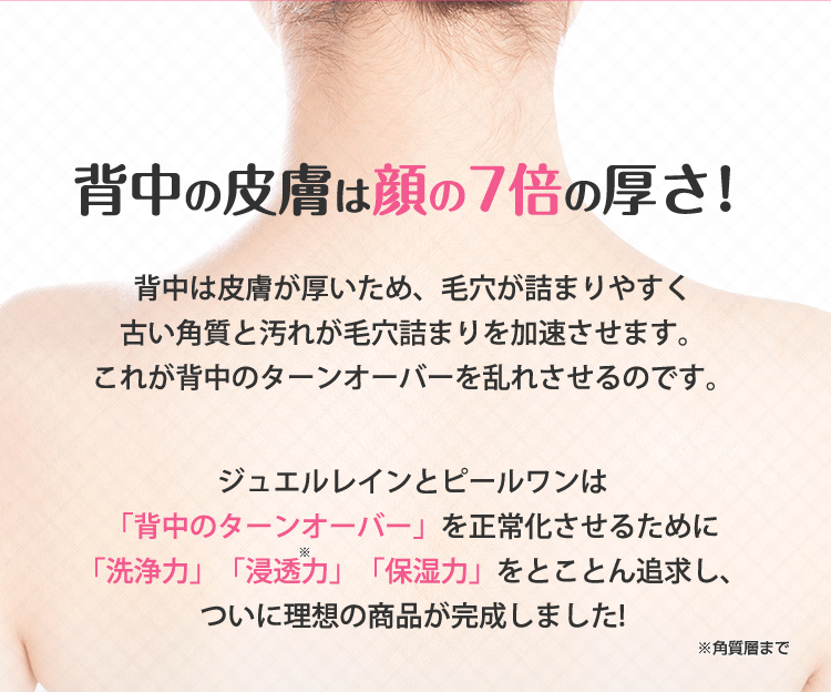 背中の皮膚は顔の7倍の厚さ！