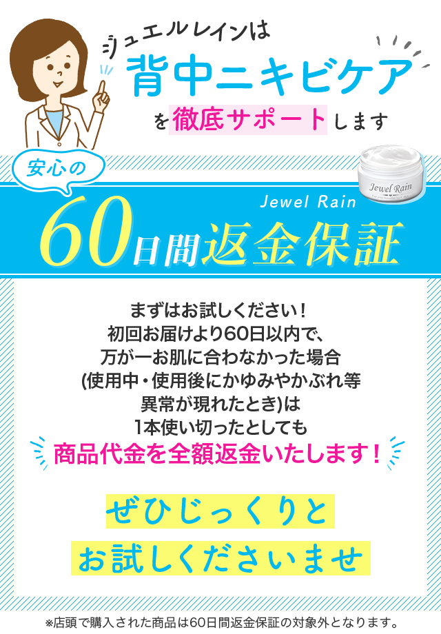 ジュエルレインの60日間返金保証