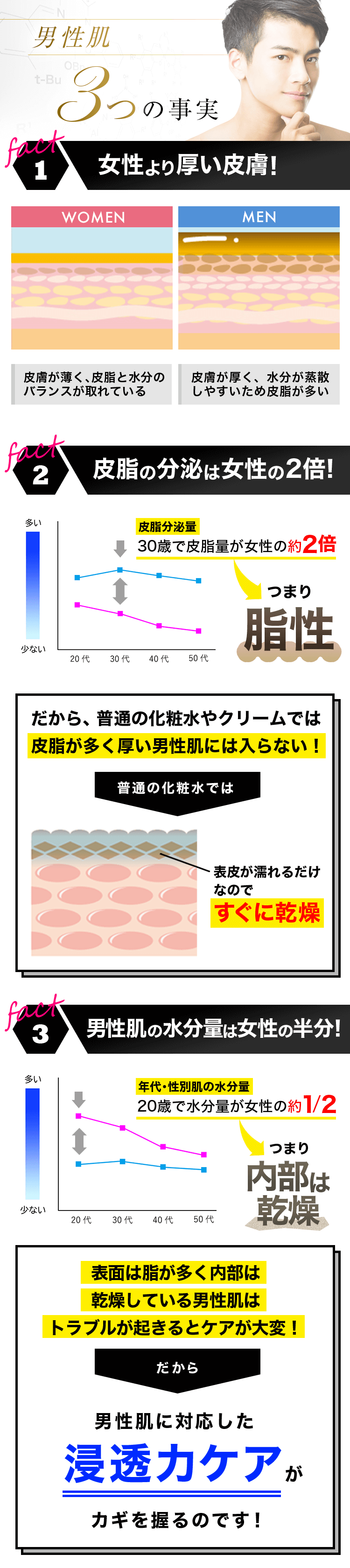 男性肌3つの事実