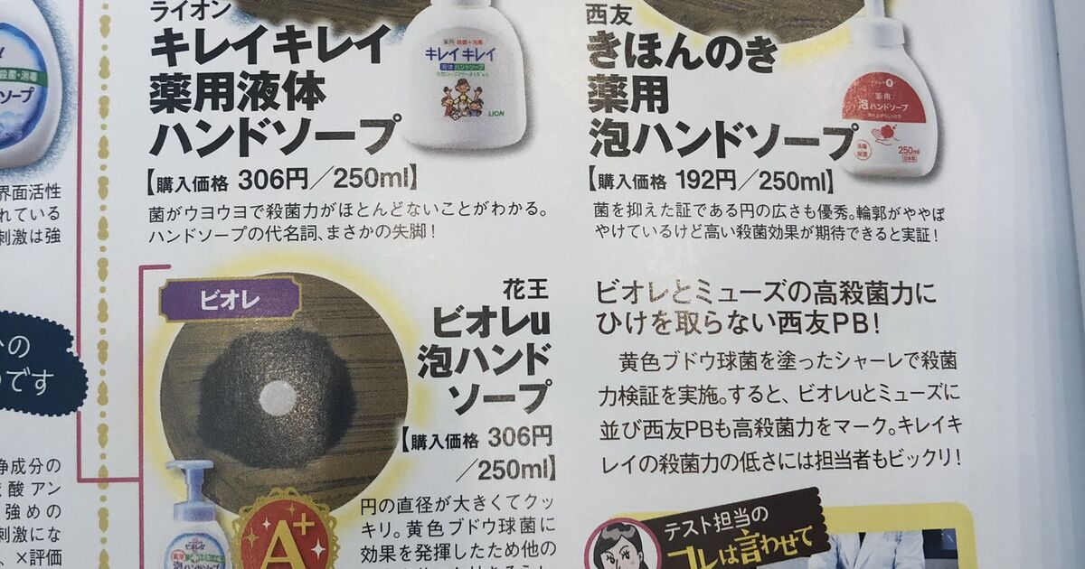 キレイキレイ の殺菌効果が雑誌 Ldk でクソザコナメクジ扱いされて