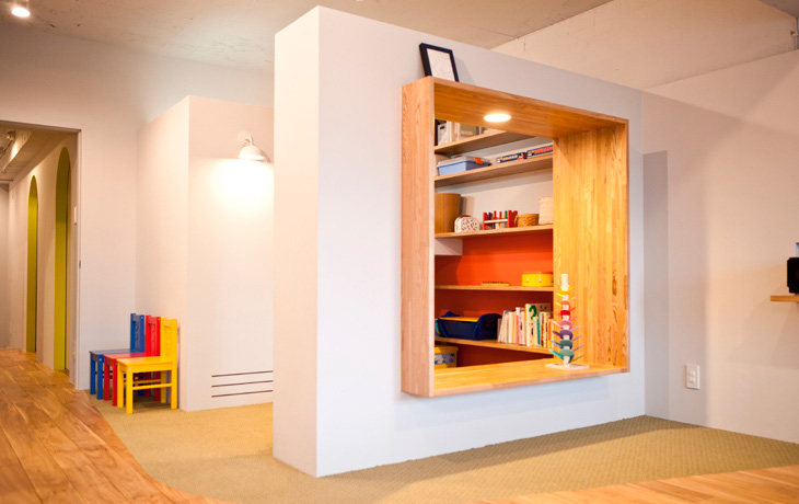 和室をロフトのあるシンボリックな多目的スペースのリノベーション事例