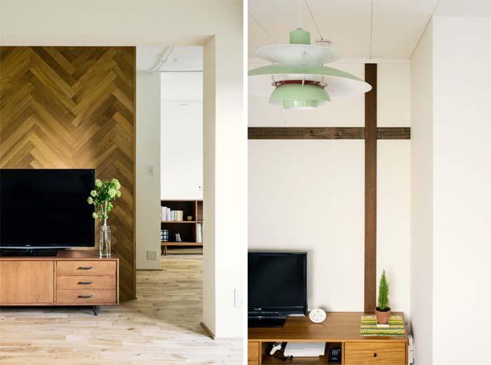 ヘリンボーンの壁がポイントに！のリノベーション事例