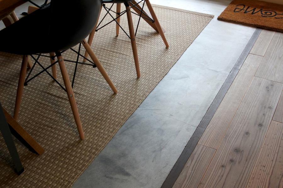 モルタルの床で空間を仕切っておしゃれにのリノベーション事例