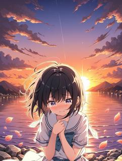 黄昏に輝く君の涙痕