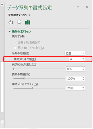 補助縦棒付き円グラフ書式設定1