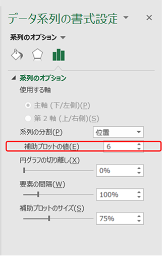 補助縦棒付き円グラフ書式設定2