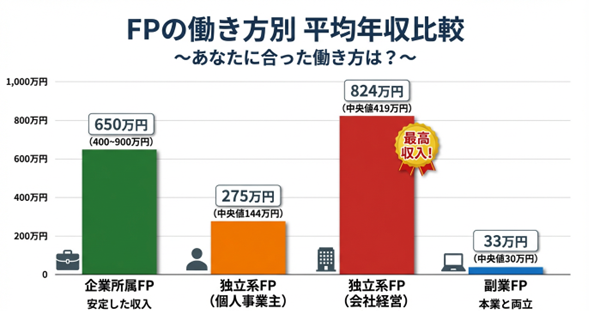 FPの働き方別平均年収比較