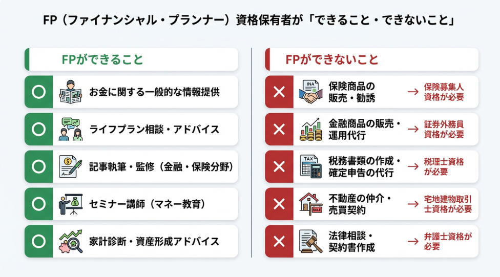 図：FPができること・できないこと（筆者作成/生成AI利用）