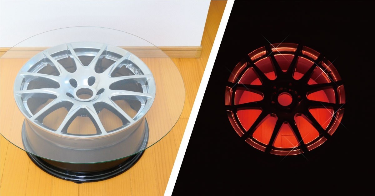 タイヤをリメイク オシャレなローテーブルに フロートガラス を使用した事例 滋賀県f様 Ookabe Glass 透明サービス 透明プライス