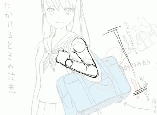腕のあたりを描く