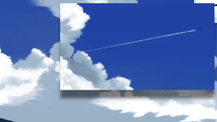 飛行機雲を描く