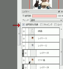 透明度を保護にチェック