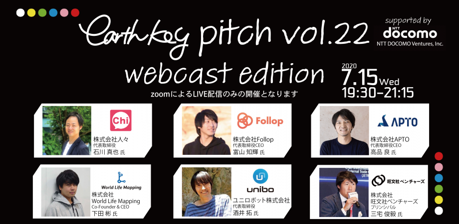 話題のスタートアップ5社によるピッチイベント【earthkey pitch vol.22】