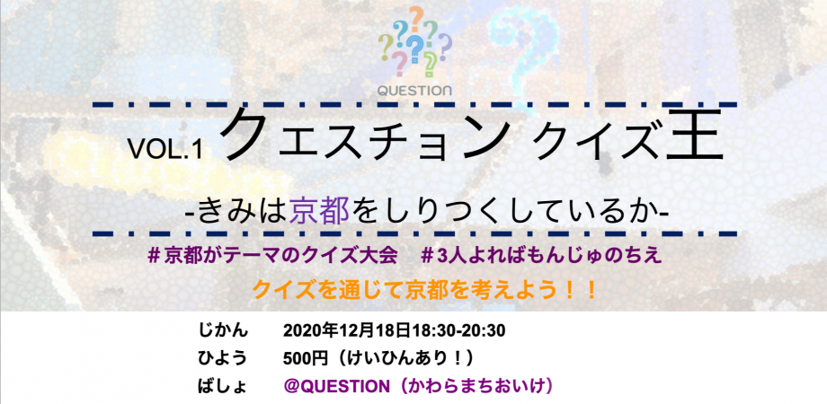 クエスチョン クイズ王 君は京都を知り尽くしているのか Peatix