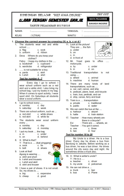 Soal Un Bahasa Inggris Materi Picture Identification