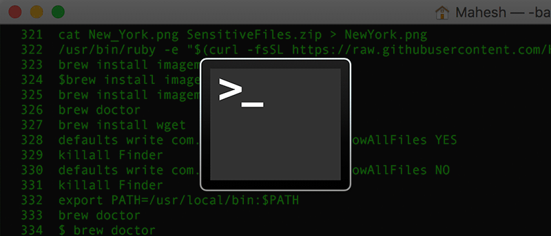 terminal commands for mac to install os