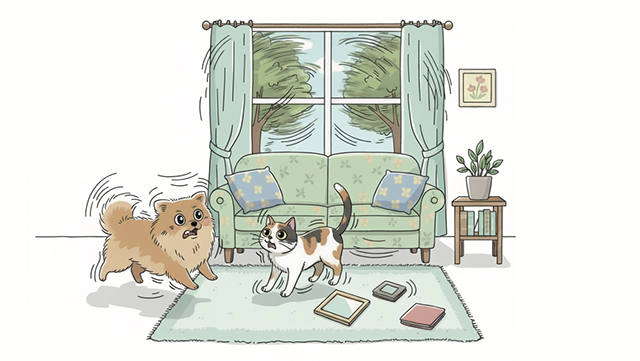 突然の大きな揺れとともに、ペットの日常も揺らぐ