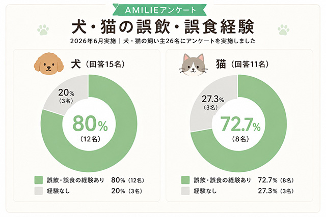 AMILIE読者アンケート｜愛犬・愛猫の誤飲・誤食と受診の実態