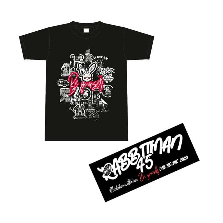 「RABBIT "45" MAN -Be yourself-」Tシャツ＋フェイスタオル(ブラック)セット