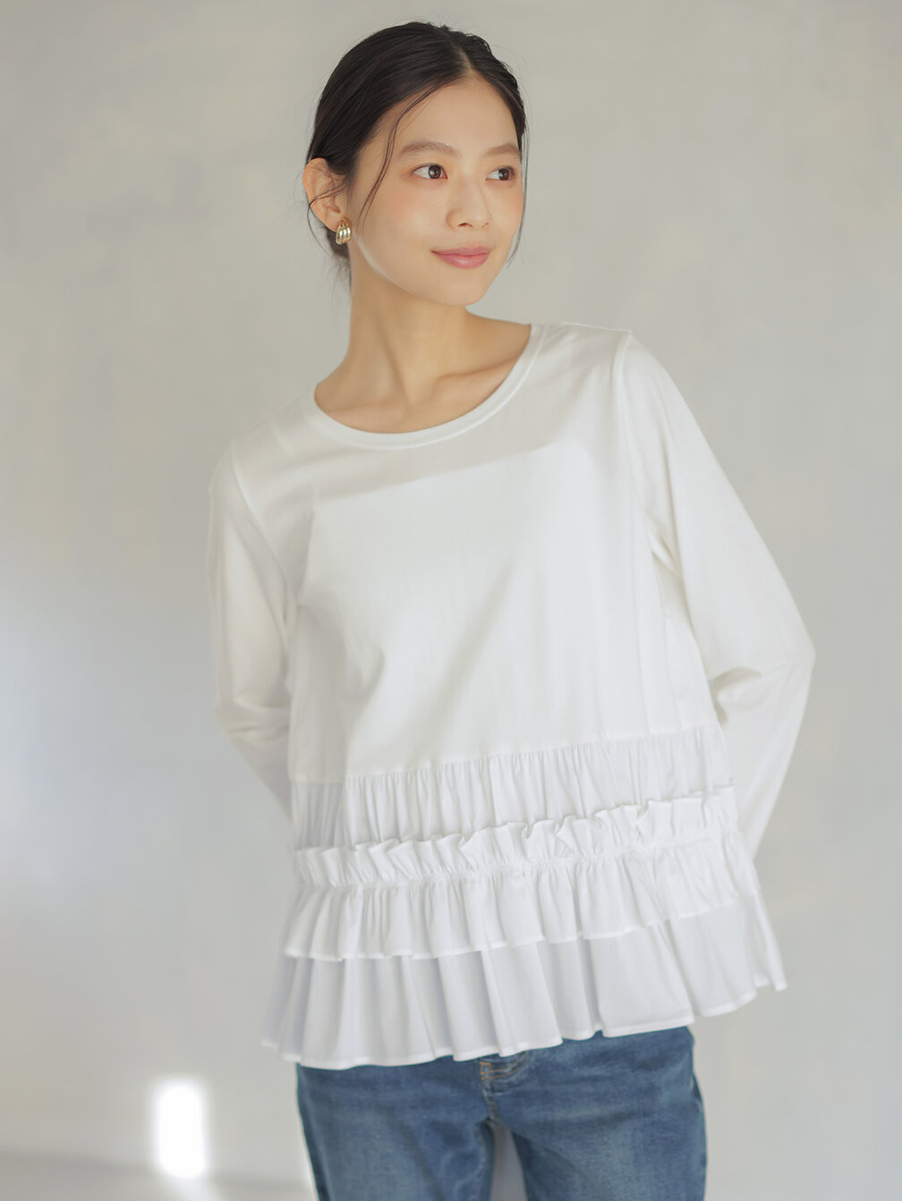 フリルシャツコンビ ロングTシャツ