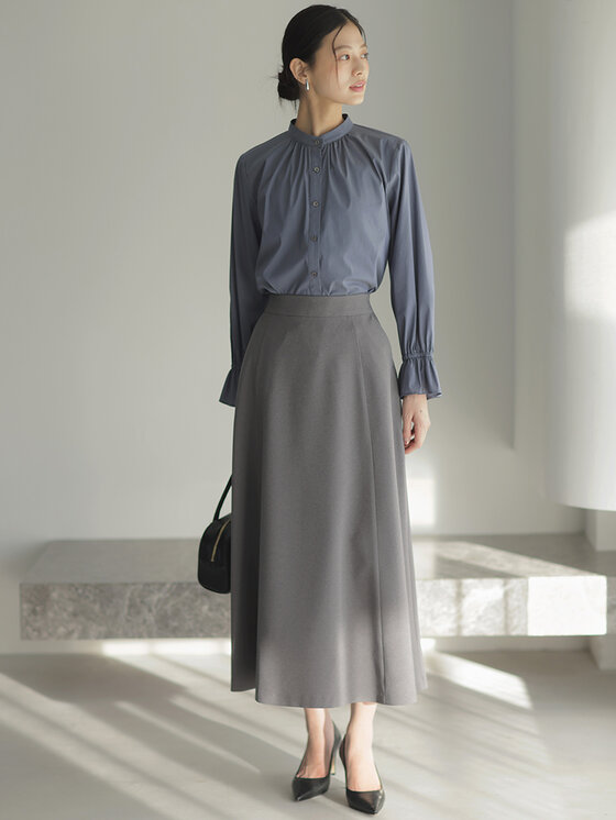 エアリーシャーティングフリル襟 ブラウス