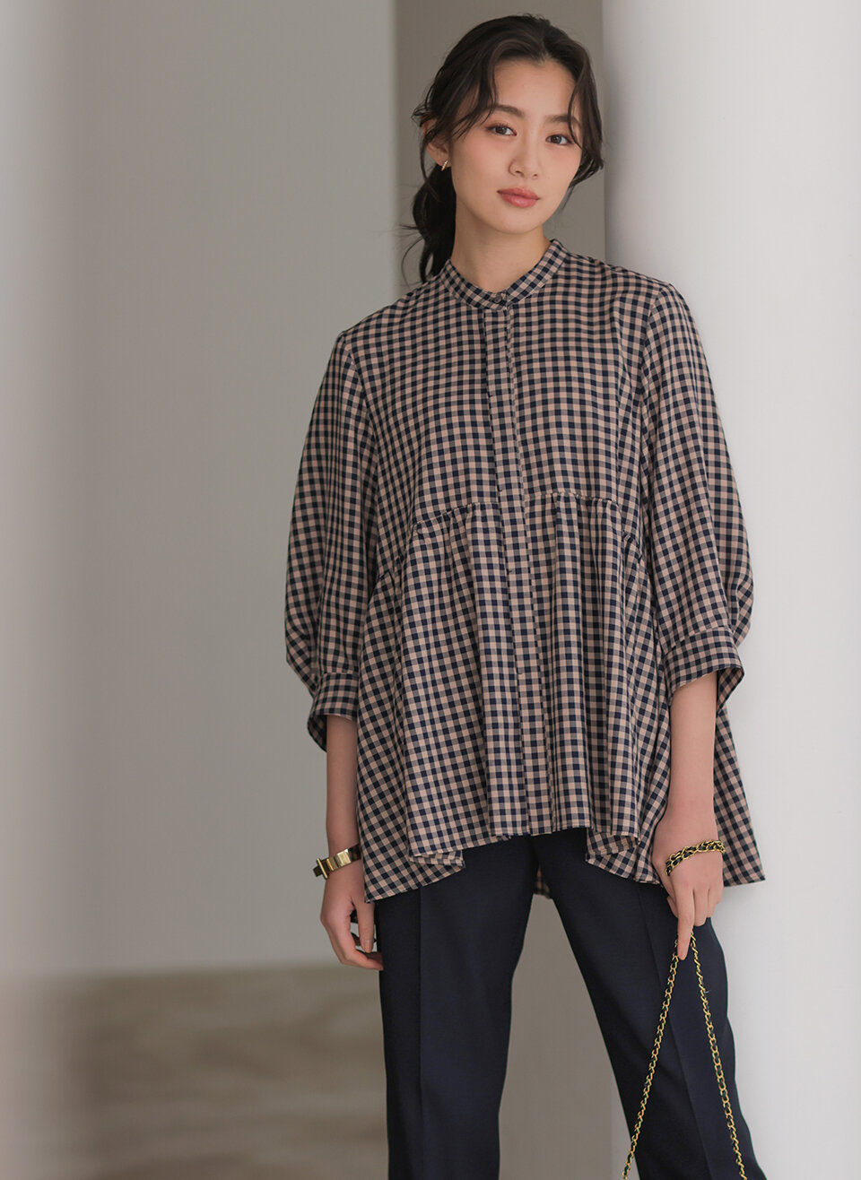 ニューリヨセルシャーティングペプラム ブラウス