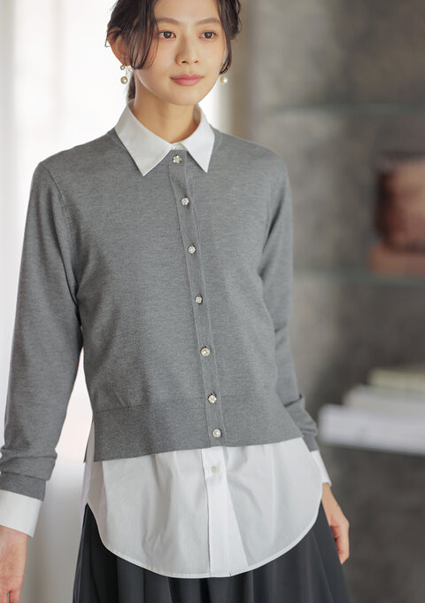 アトランダムビジューボタンカーディガン