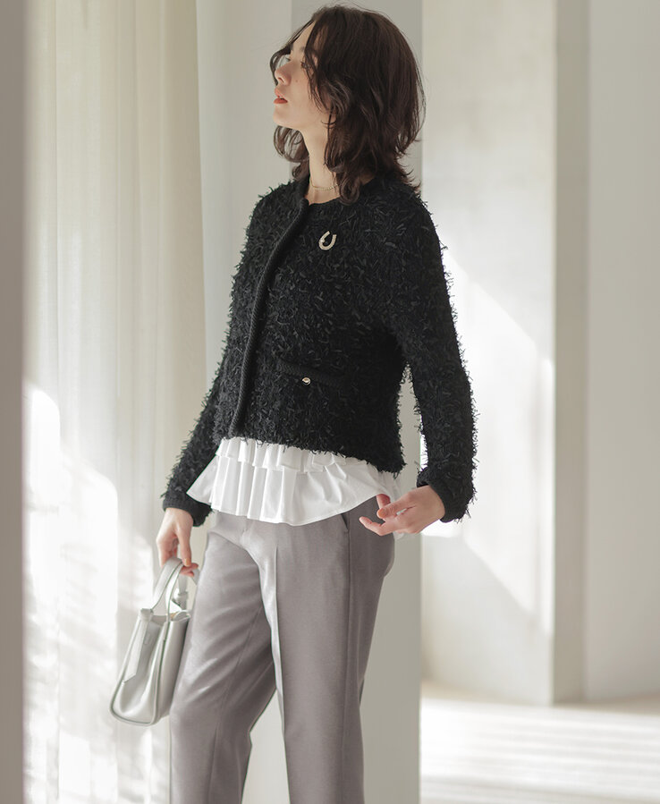 チュールヤーンファンシーニット ジャケット