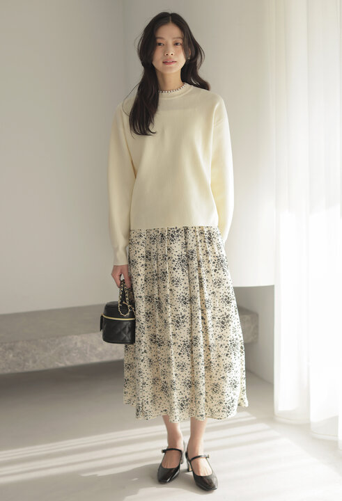 パール釦畦ニット プルオーバー