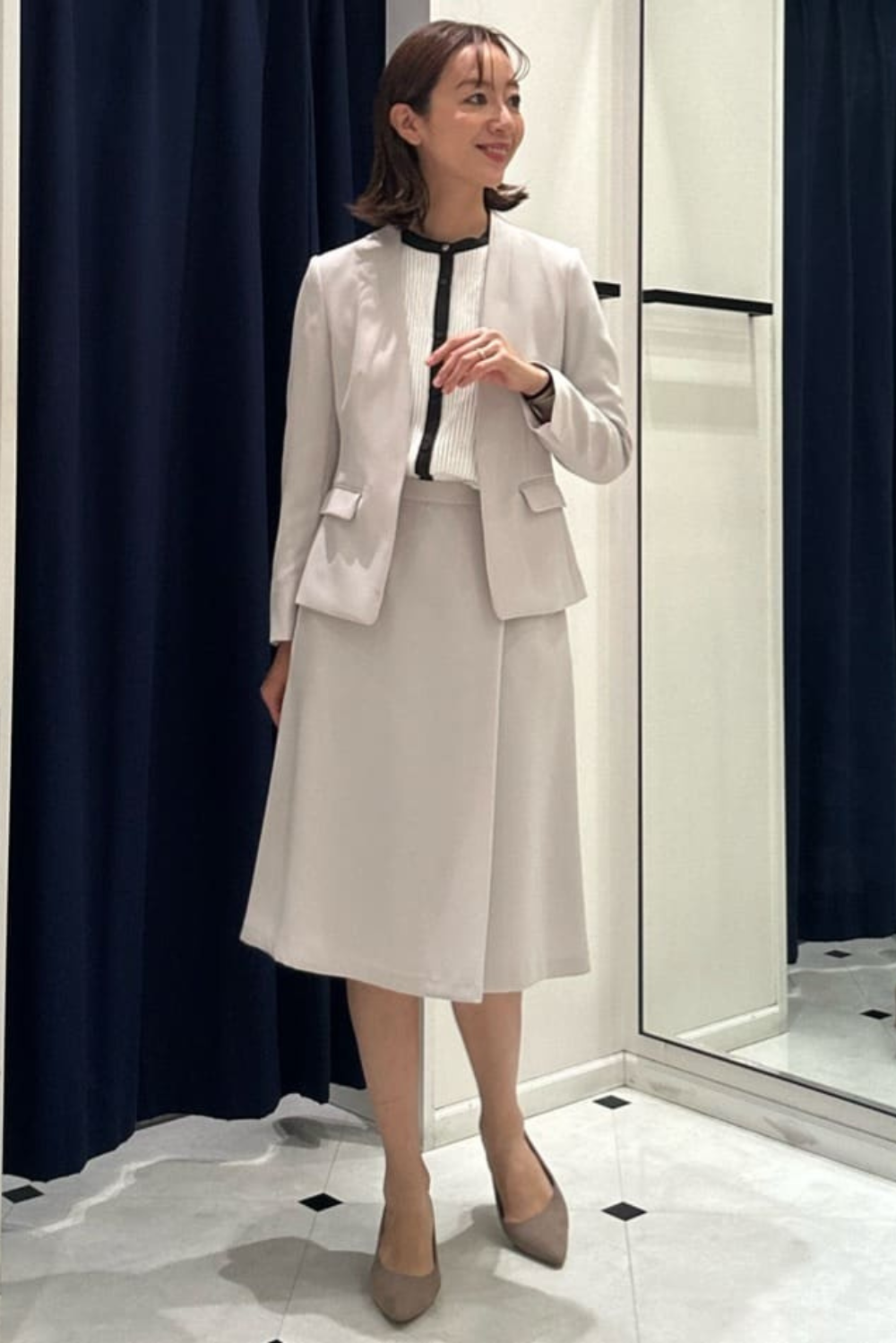 ダブルサテンストレッチセットアップ/全身