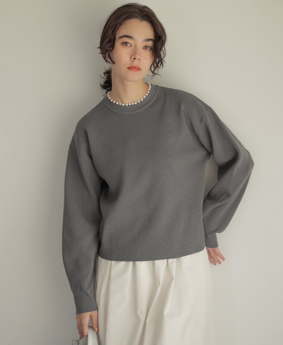パール釦畦ニット プルオーバー