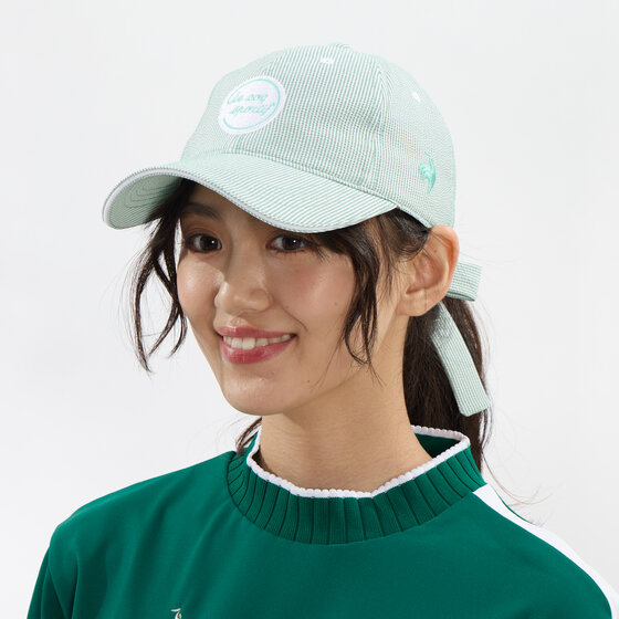 ゴルフコーデレディース　ストライプ柄キャップ