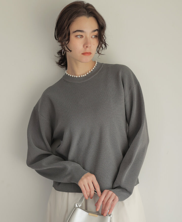 パール釦畦ニット プルオーバー