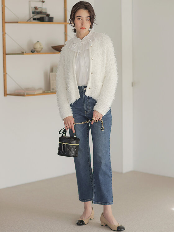 エアリーシャーティングフリル襟 ブラウス