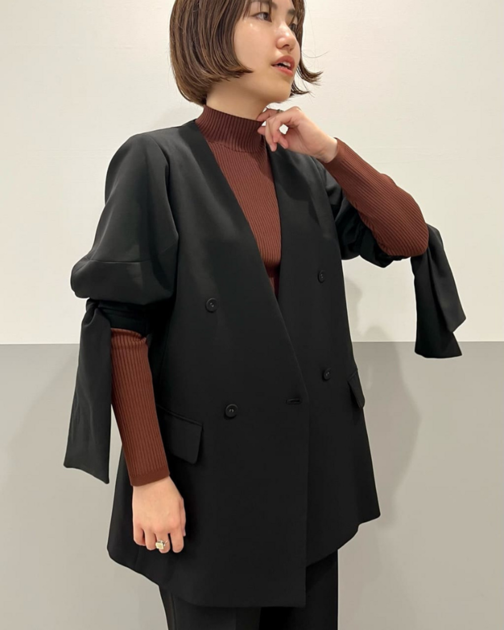 リボンカフセットアップ/前