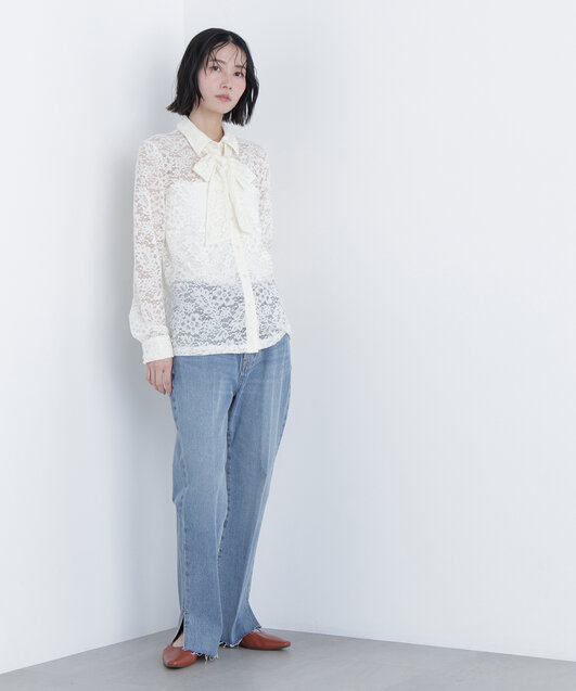 レースボウタイブラウス