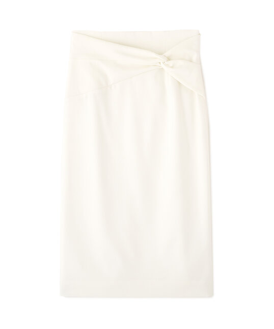 ホワイトのクロスウエストスカート