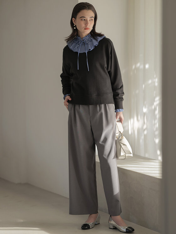 エアリーシャーティングフリル襟 ブラウス