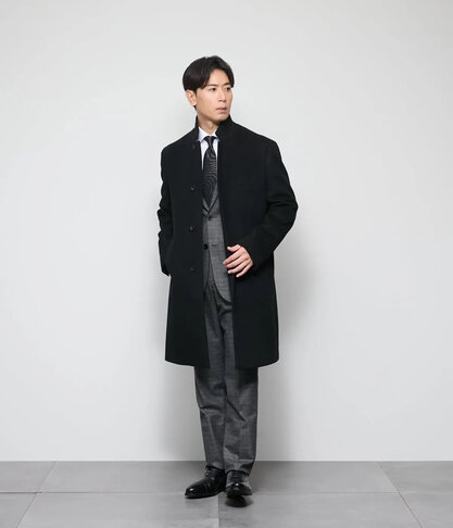 カシミヤビーバー コンバーチブルカラーコート