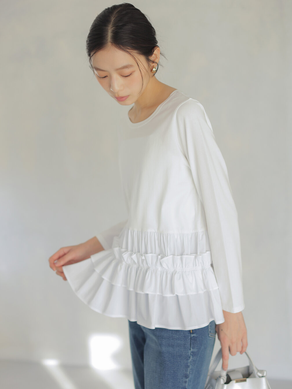 フリルシャツコンビ ロングTシャツ