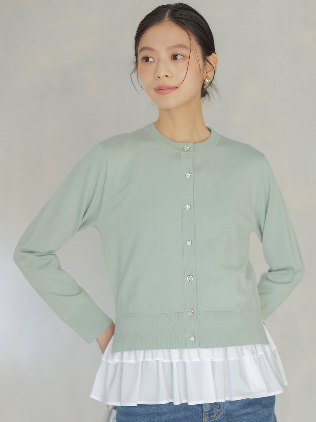 アトランダムビジューボタンカーディガン