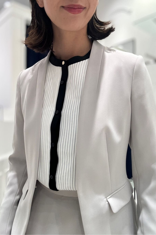 ダブルサテンストレッチセットアップ/前