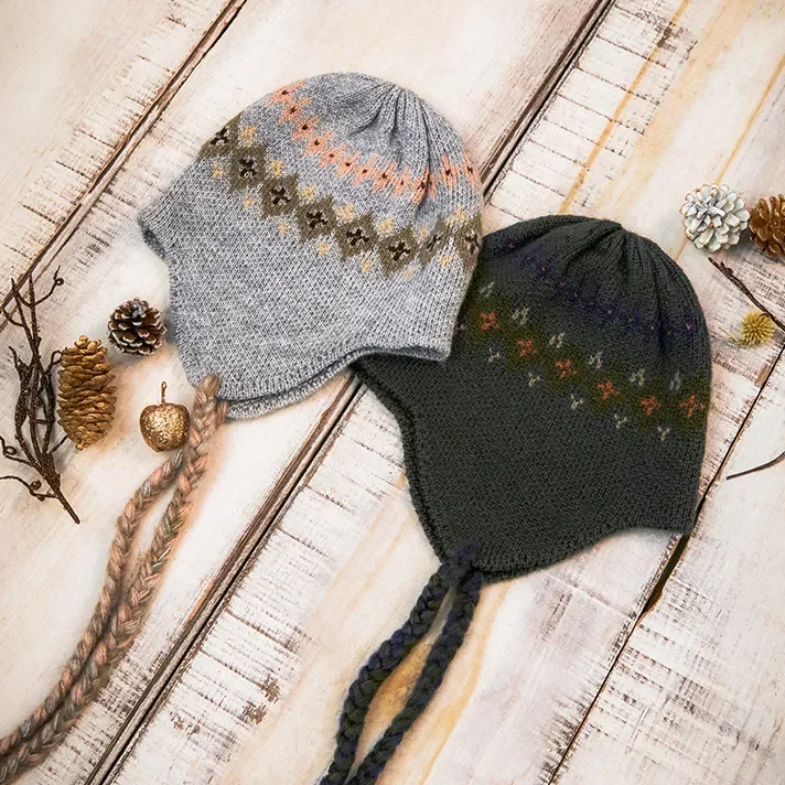 ノルディック柄イヤーニット帽
